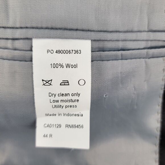 Calvin Klein Mens Black 100% Wool Satin Lapel Dbl Vent Formal Tuxedo Jacket 44R - Picture 9 of 13